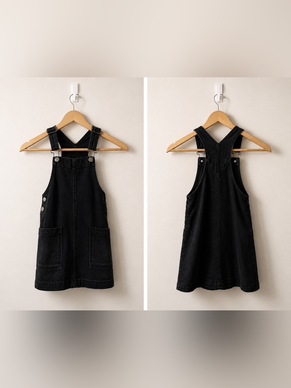 Cat & Jack Black Denim Jumper Dress Girls XS 4/5